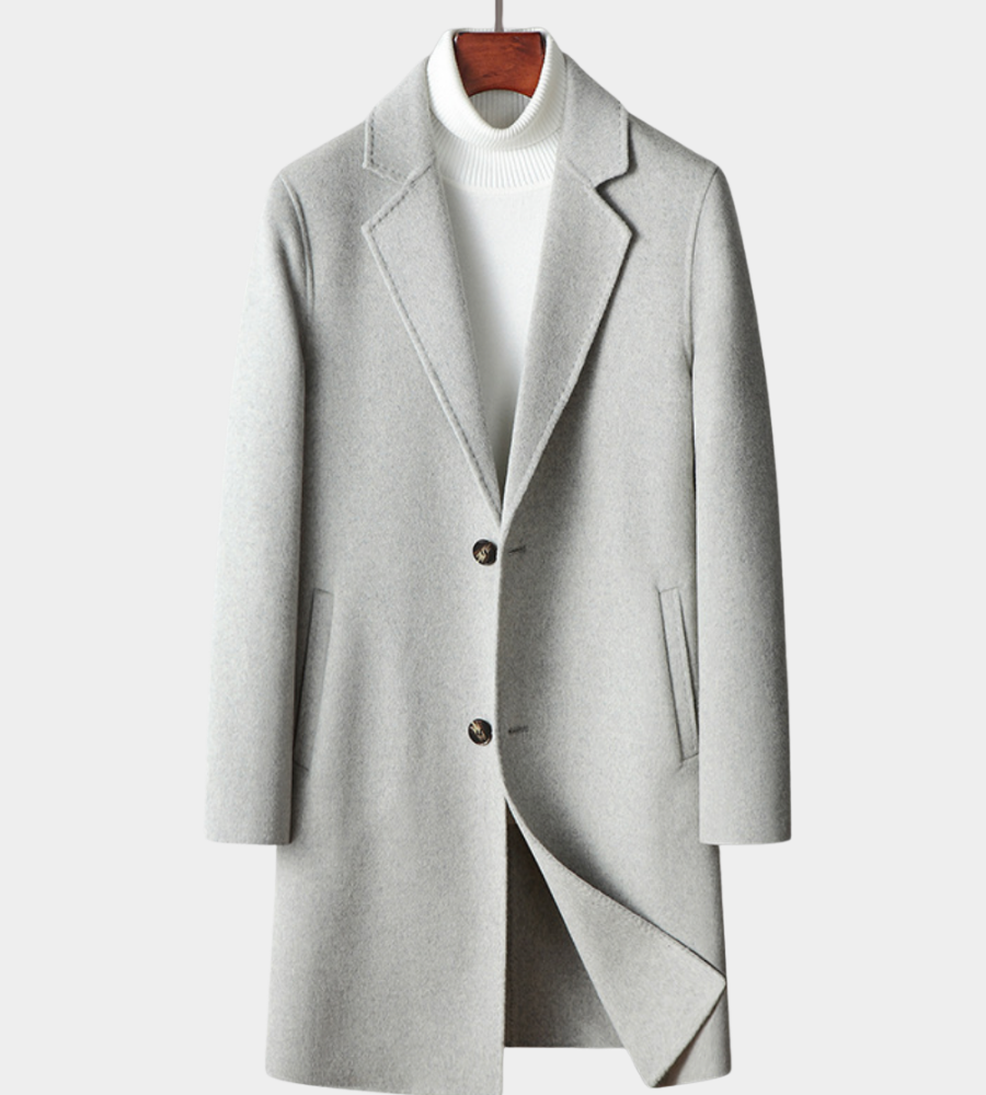Herren Minimalistischer Mantel - Elegante Layering-Lösung - Hellgrau