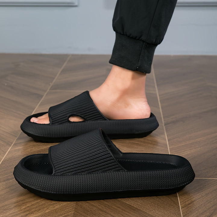Herren Pantoffeln | Offene Zehen | Leicht & Rutschfest | Schwarzer EVA Sportstil