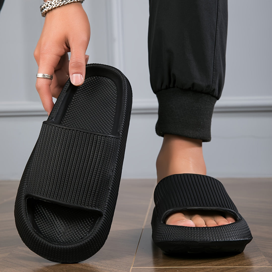 Herren Pantoffeln | Offene Zehen | Leicht & Rutschfest | Schwarzer EVA Sportstil