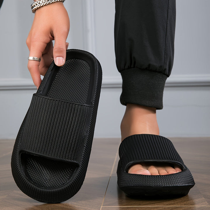 Herren Pantoffeln | Offene Zehen | Leicht & Rutschfest | Schwarzer EVA Sportstil