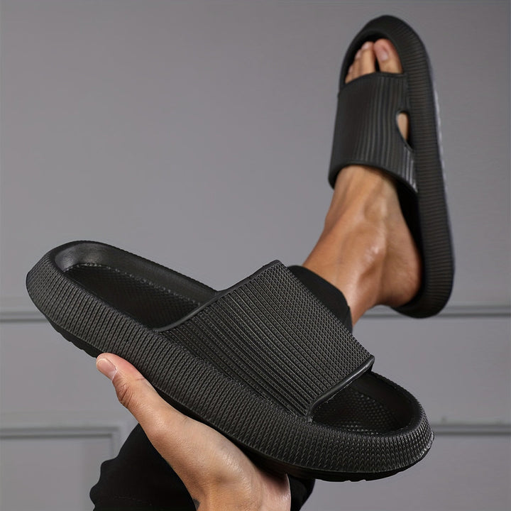 Herren Pantoffeln | Offene Zehen | Leicht & Rutschfest | Schwarzer EVA Sportstil