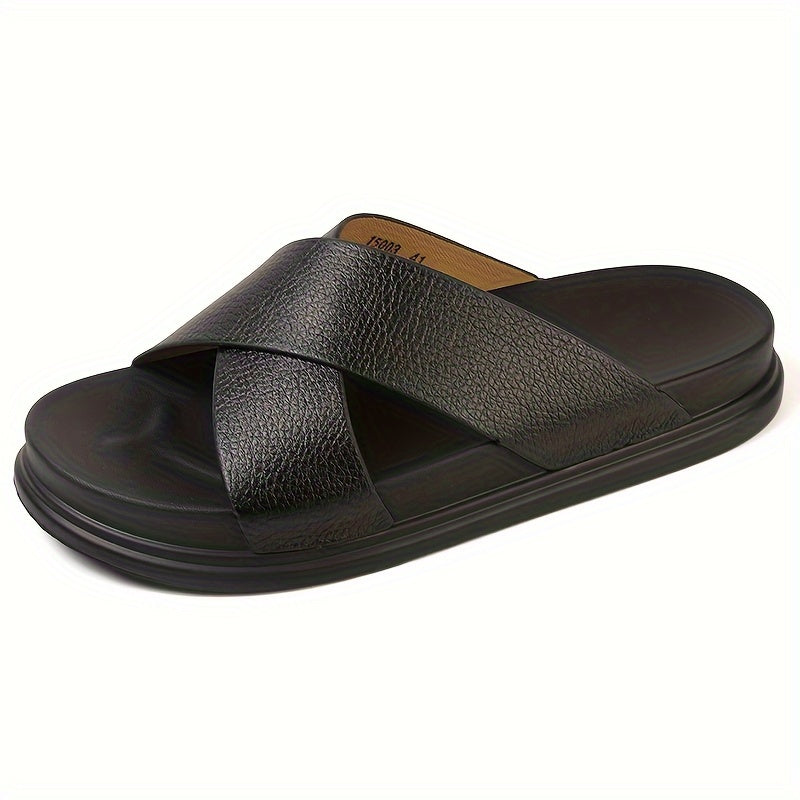 Herren Pantoffeln | Offene Zehen & Runde Spitze | Rutschfest & Weiche Sohle | Schwarz