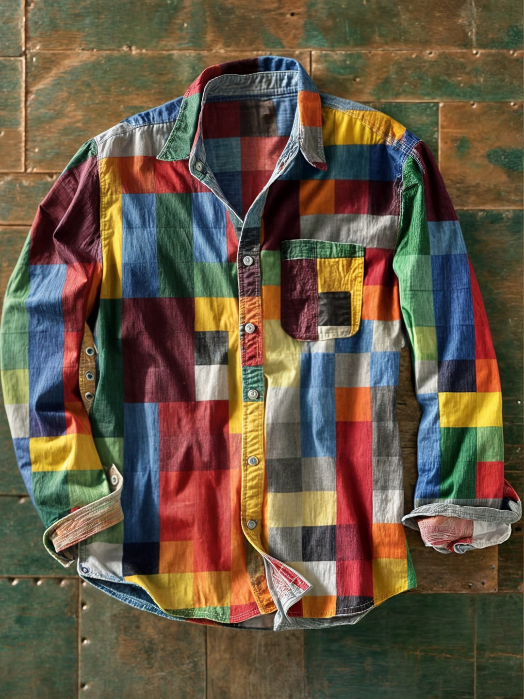 Herren Patchwork Hemd - Entspannte Passform - Mehrfarbig 1