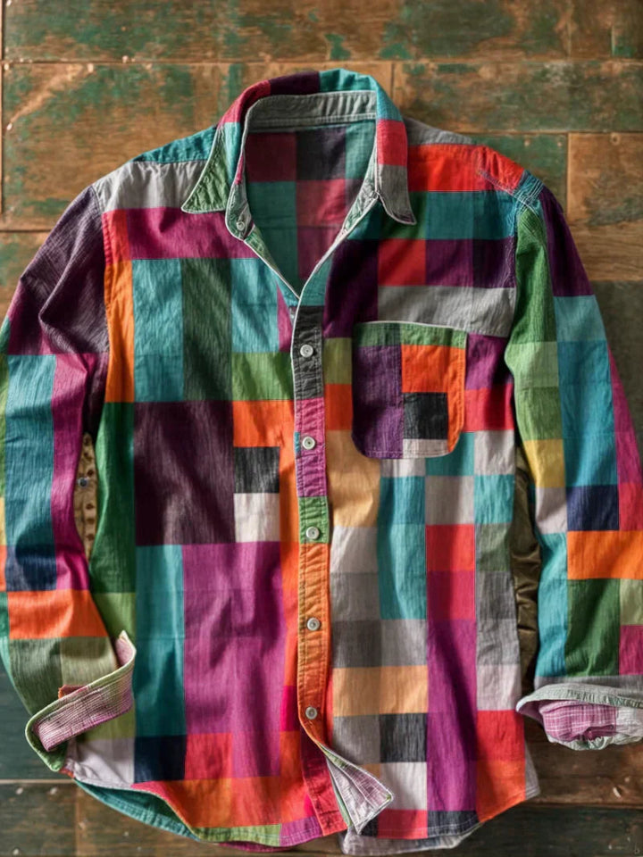 Herren Patchwork Hemd - Entspannte Passform - Mehrfarbig 2