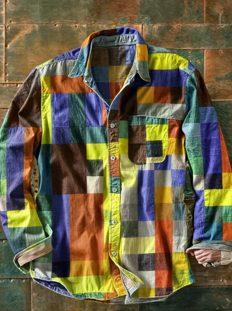 Herren Patchwork Hemd - Entspannte Passform - Mehrfarbig 3