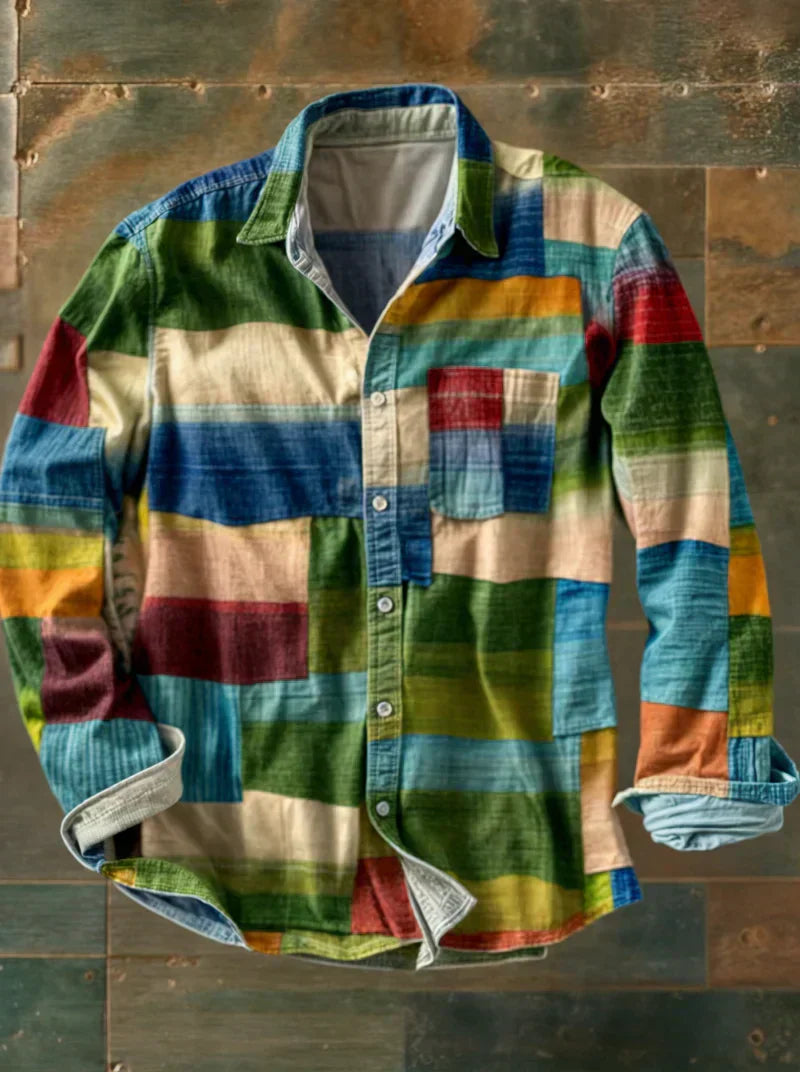 Herren Patchwork Hemd - Entspannte Passform - Mehrfarbig 4