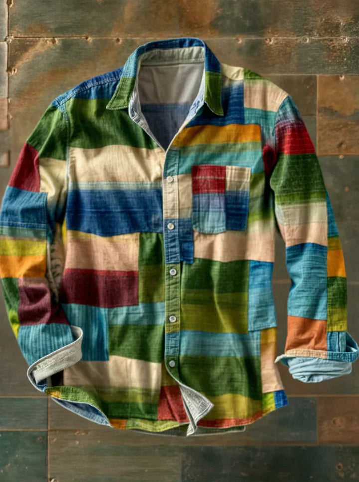 Herren Patchwork Hemd - Entspannte Passform - Mehrfarbig 4
