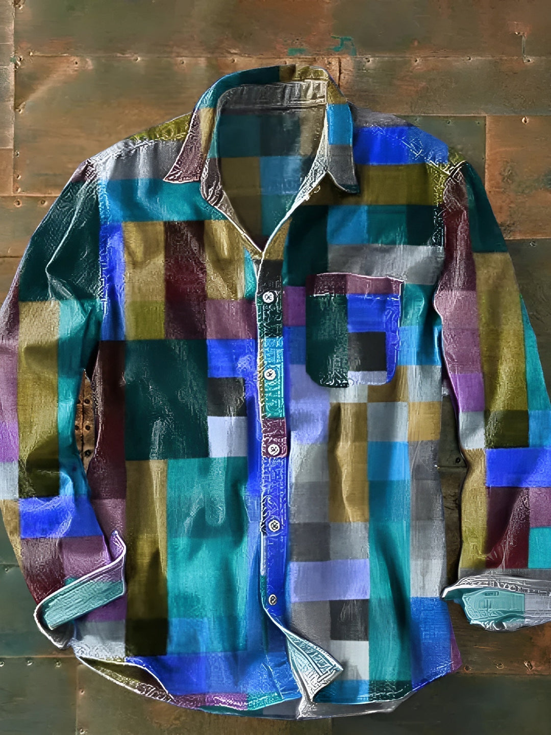 Herren Patchwork Hemd - Entspannte Passform - Mehrfarbig 5