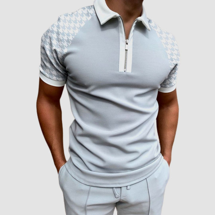 Herren Polo | Retro Reißverschluss Design | Einzigartiges Muster & Modern Casual | Sommerstil