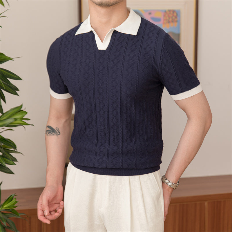 Herren Polo Shirt | Gestrickt & Kurzarm | Lässig & Hochwertig | Locker & Einfarbig