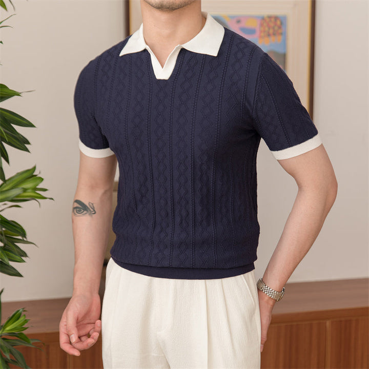 Herren Polo Shirt | Gestrickt & Kurzarm | Lässig & Hochwertig | Locker & Einfarbig