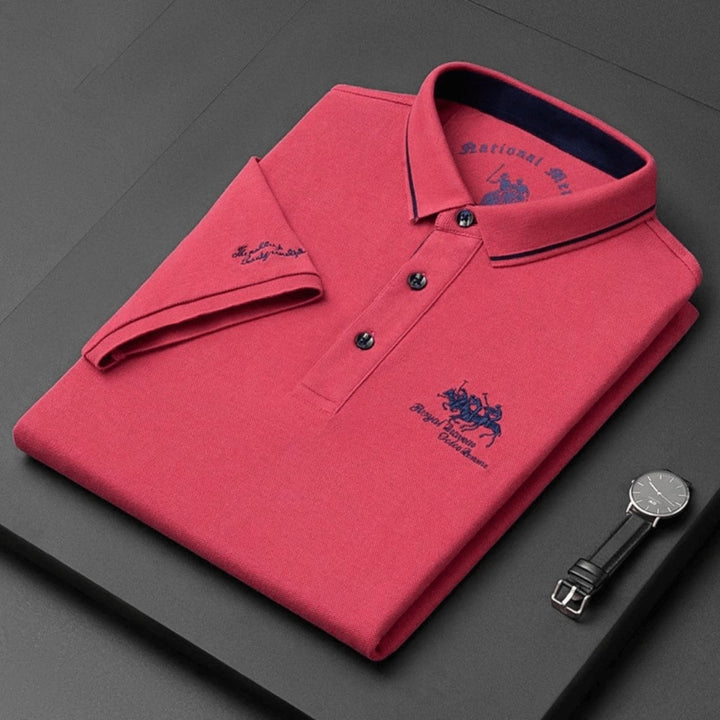 Herren Poloshirt mit Knopfleiste - Klassischer Alltagsstil - Rot