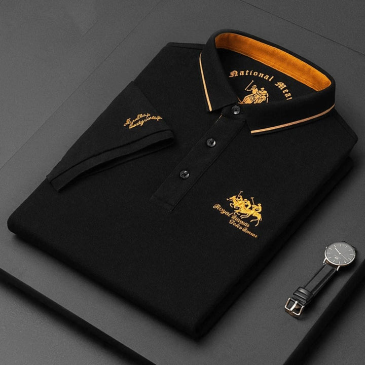 Herren Poloshirt mit Knopfleiste - Klassischer Alltagsstil - Schwarz