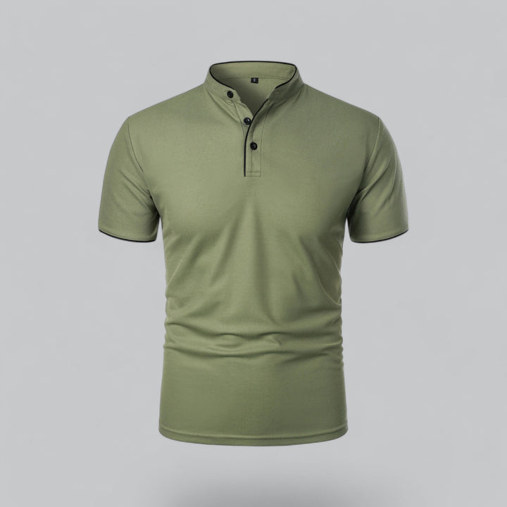 Herren Poloshirt ohne Kragen - Klassisch elegant - Grün