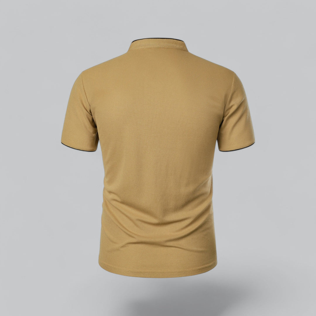 Herren Poloshirt ohne Kragen - Klassisch elegant
