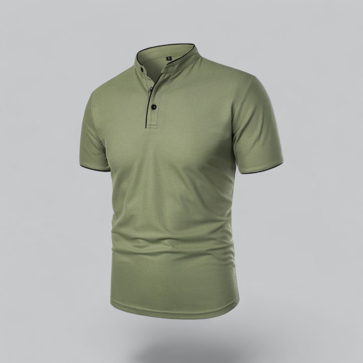 Herren Poloshirt ohne Kragen - Klassisch elegant