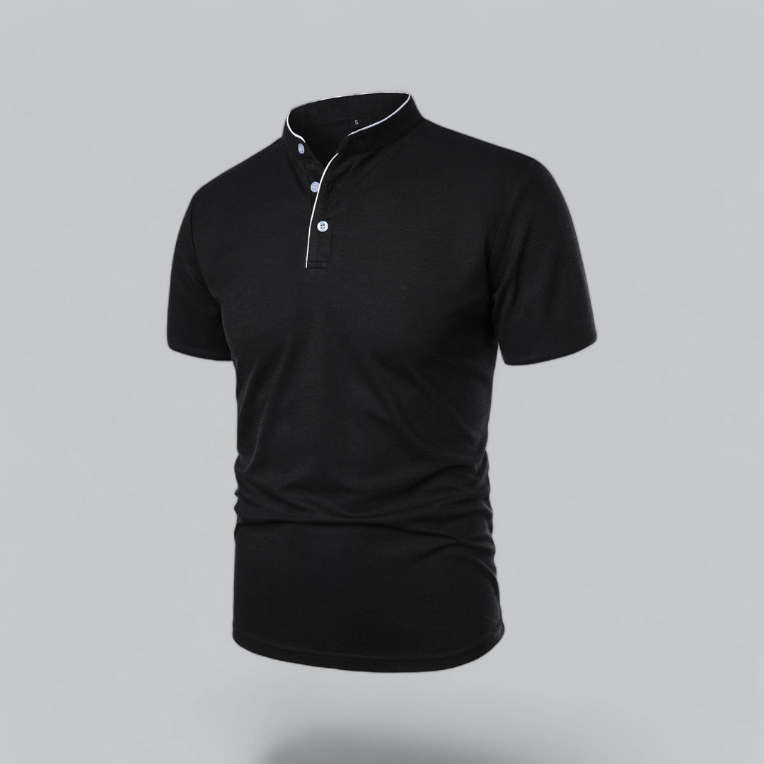 Herren Poloshirt ohne Kragen - Klassisch elegant