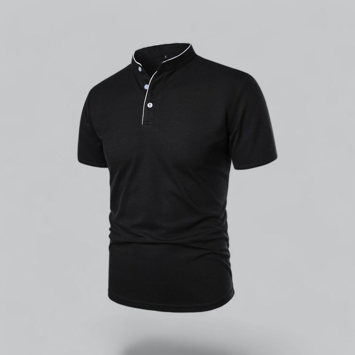 Herren Poloshirt ohne Kragen - Klassisch elegant