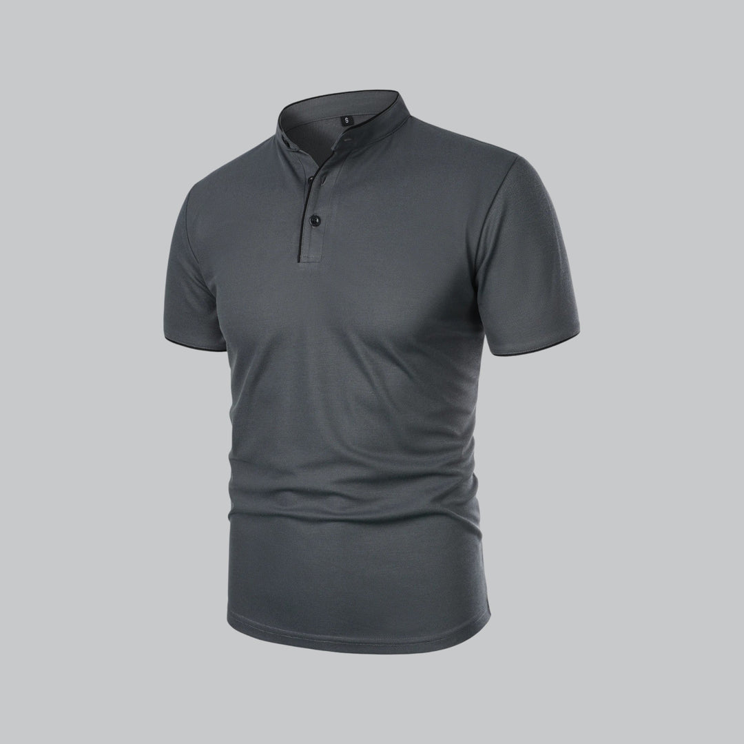 Herren Poloshirt ohne Kragen - Klassisch elegant