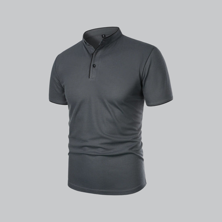 Herren Poloshirt ohne Kragen - Klassisch elegant