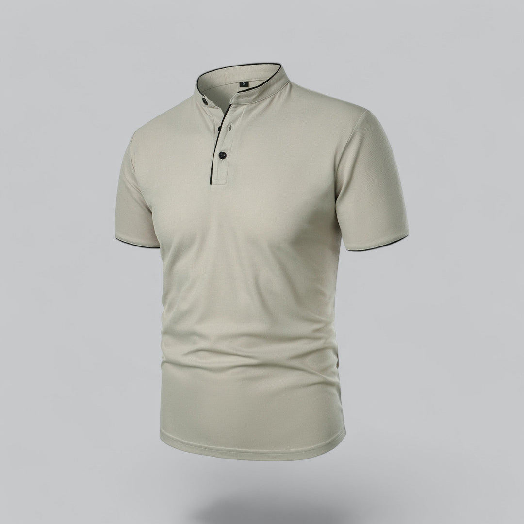 Herren Poloshirt ohne Kragen - Klassisch elegant