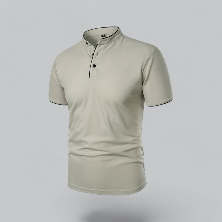 Herren Poloshirt ohne Kragen - Klassisch elegant
