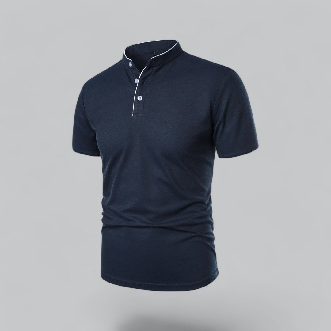 Herren Poloshirt ohne Kragen - Klassisch elegant