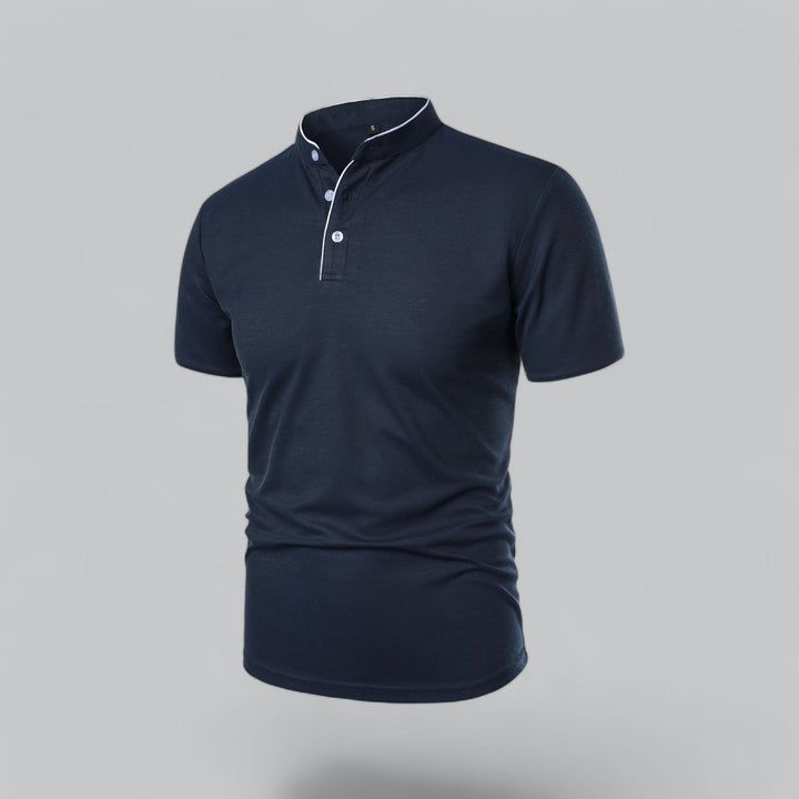Herren Poloshirt ohne Kragen - Klassisch elegant