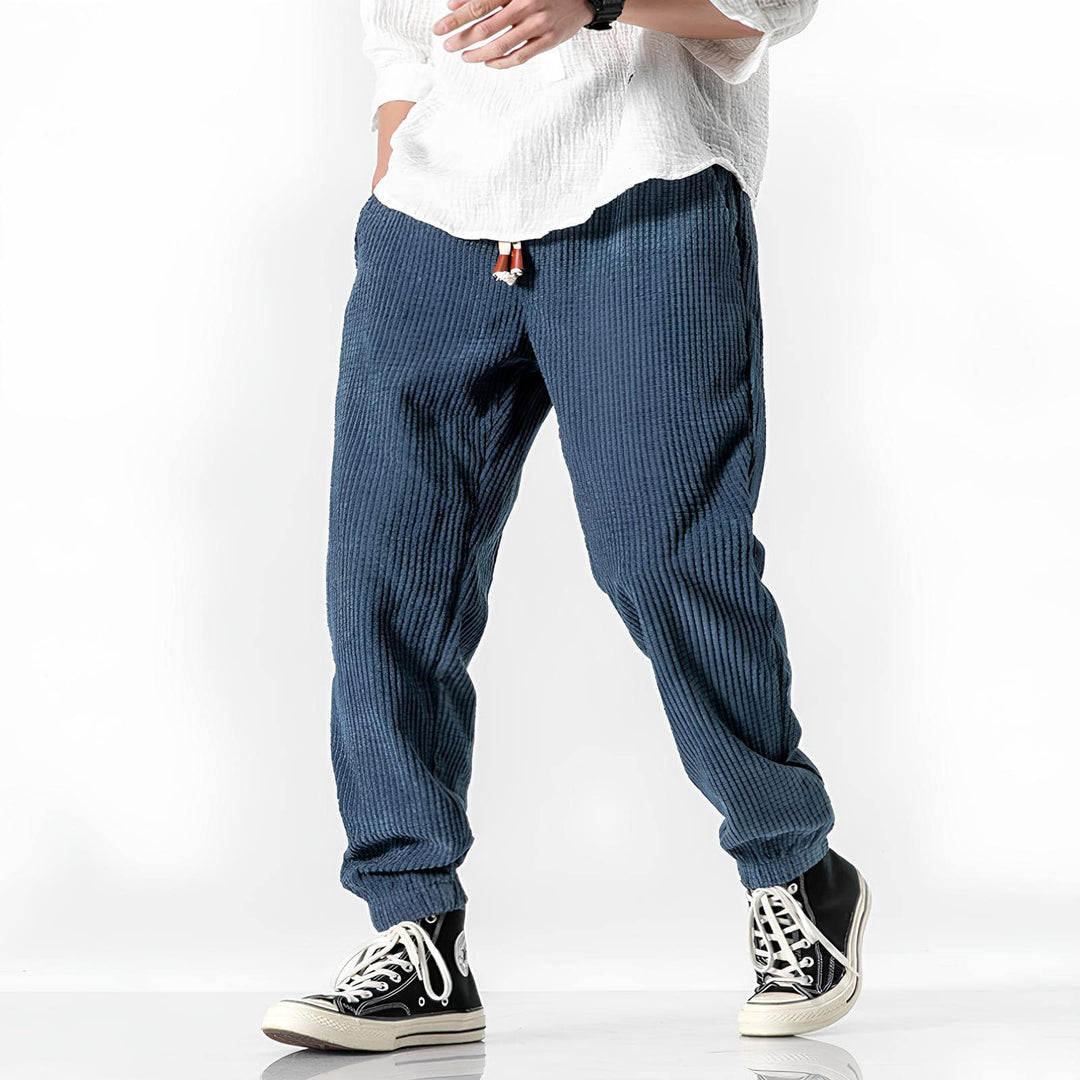 Herren Rippenstruktur Komforthose - Lässiger Alltag - Blau