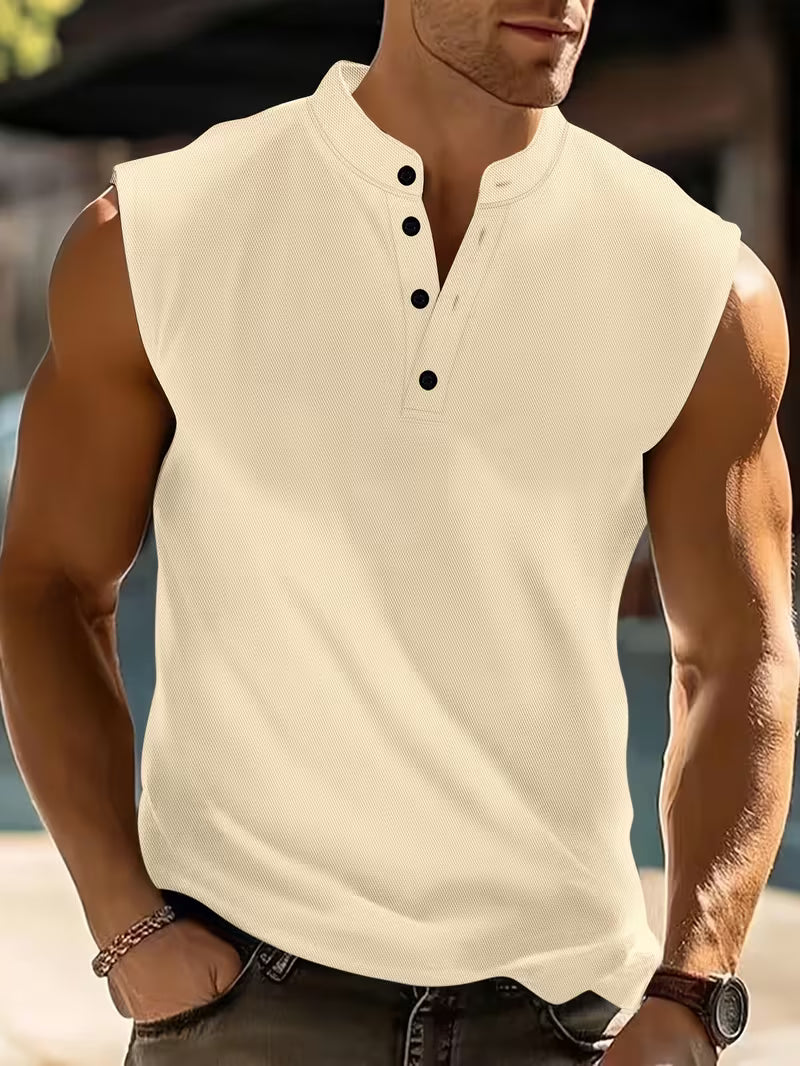 Herren ärmelloses Leicht-T-Shirt - Atmungsaktiv - Beige