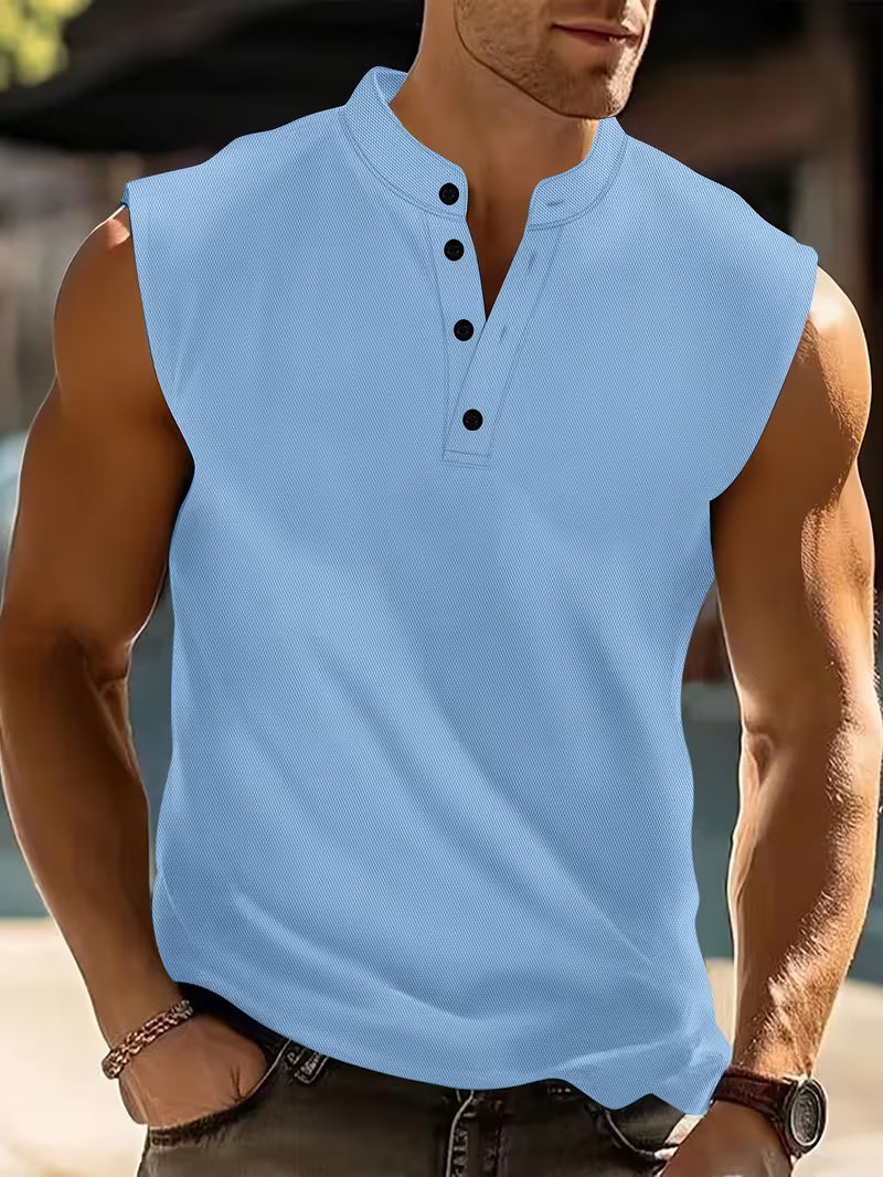 Herren ärmelloses Leicht-T-Shirt - Atmungsaktiv - Hellblau