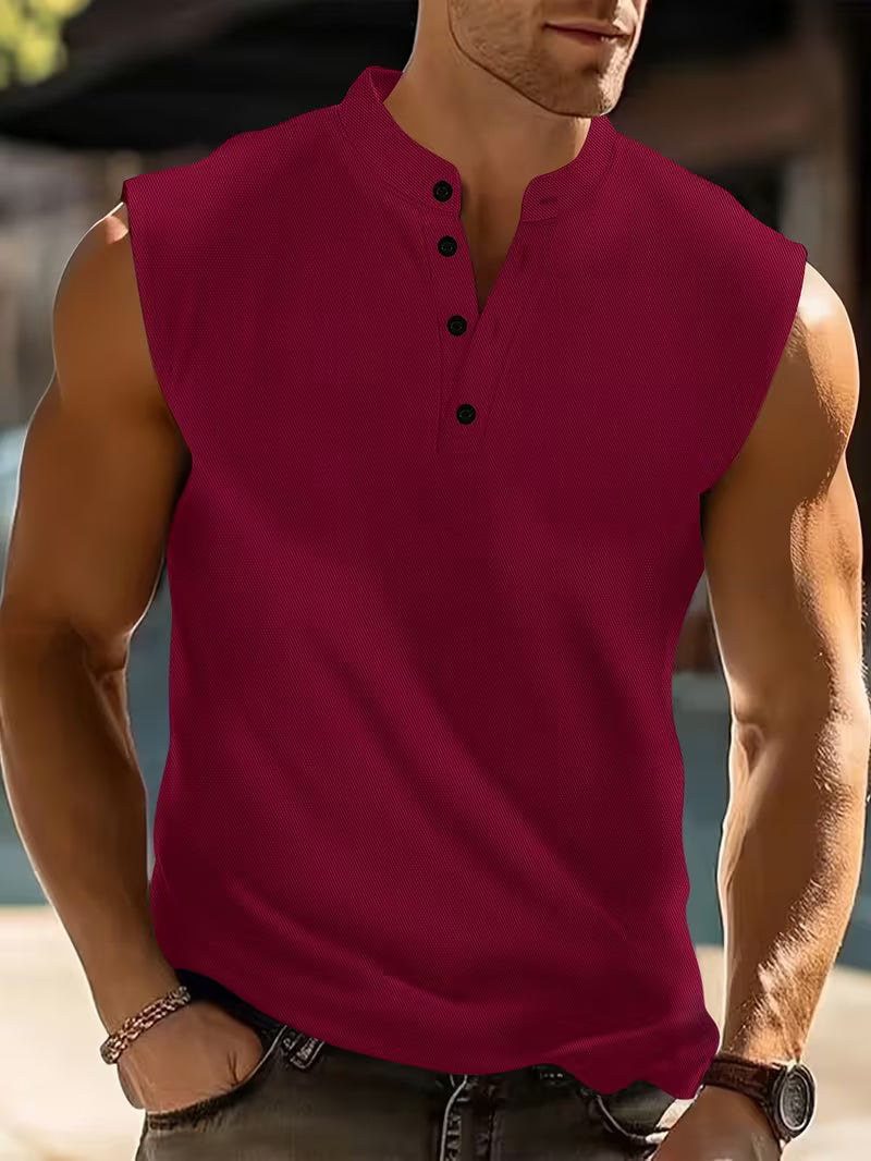 Herren ärmelloses Leicht-T-Shirt - Atmungsaktiv - Rot