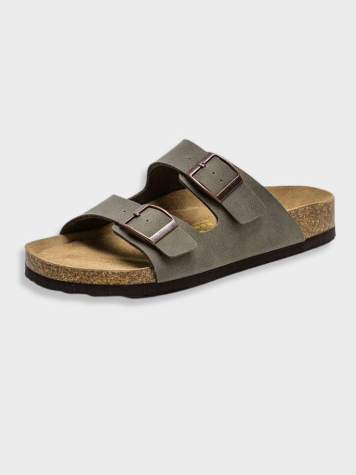 Herren Sandalen | Kork-Fußbett & Retro-Stil | Bequem & Klassisch | Leder mit Gummisohle