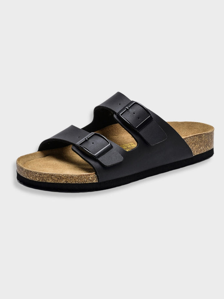 Herren Sandalen | Kork-Fußbett & Retro-Stil | Bequem & Klassisch | Leder mit Gummisohle