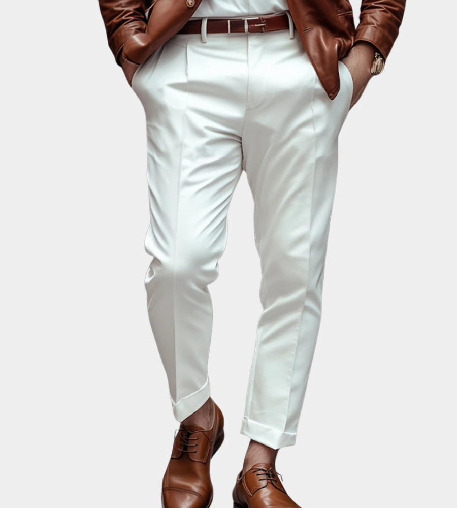 Herren schmale Hose - moderner Slim-Fit Look - Weiß