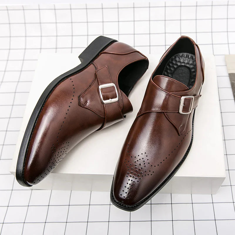 Herren Schnallenschuh mit Riemen - Formaler Stil - Braun