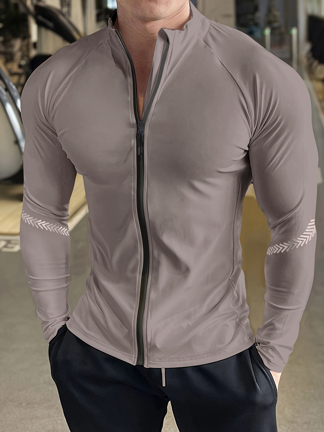 Herren Schnelltrockende Jacke | Stehkragen & Reißverschluss | Lange Ärmel & Sonnenschutz für Outdoor-Aktivitäten