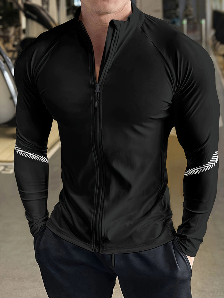Herren Schnelltrockende Jacke | Stehkragen & Reißverschluss | Lange Ärmel & Sonnenschutz für Outdoor-Aktivitäten