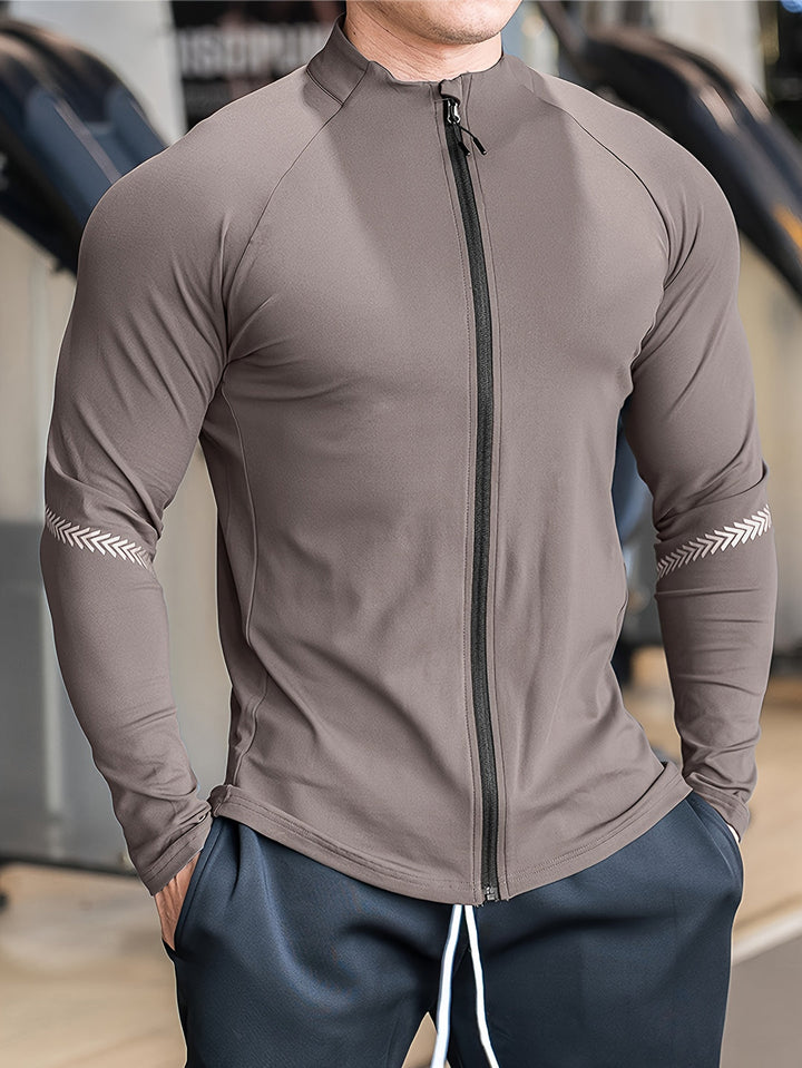 Herren Schnelltrockende Jacke | Stehkragen & Reißverschluss | Lange Ärmel & Sonnenschutz für Outdoor-Aktivitäten