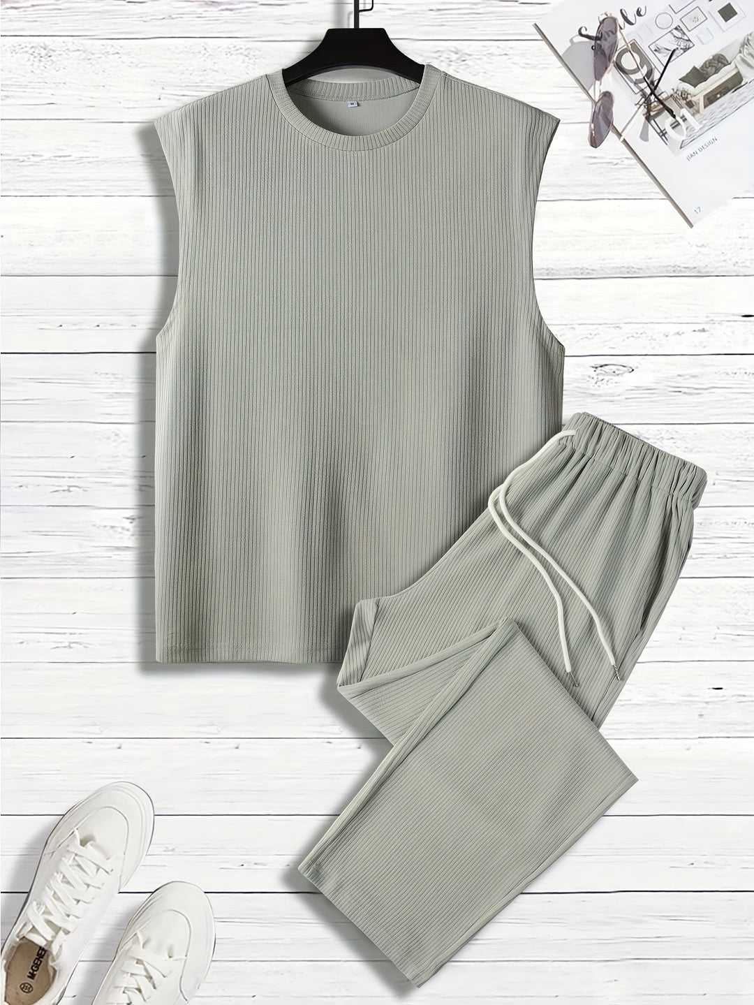 Herren-Set | Ärmelloses Tanktop & Hose mit Kordelzug | Lässige Sommerkomfortmode