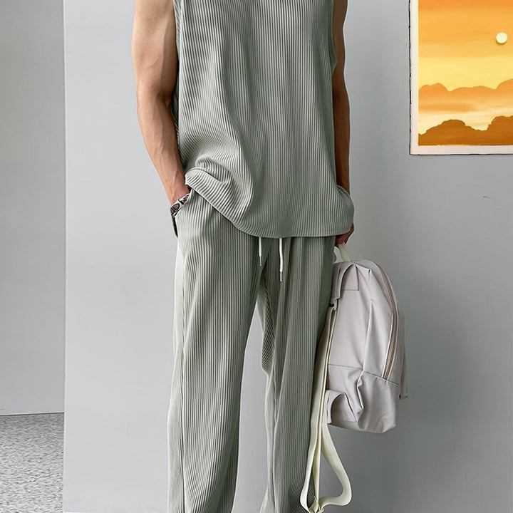 Herren-Set | Ärmelloses Tanktop & Hose mit Kordelzug | Lässige Sommerkomfortmode