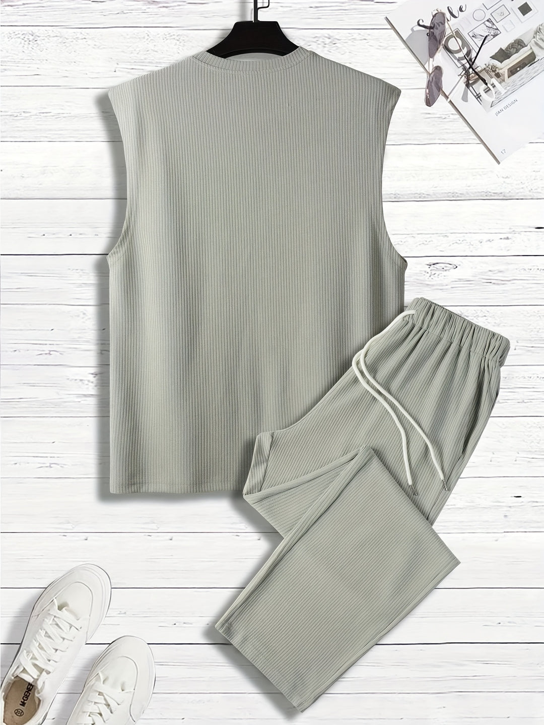 Herren-Set | Ärmelloses Tanktop & Hose mit Kordelzug | Lässige Sommerkomfortmode