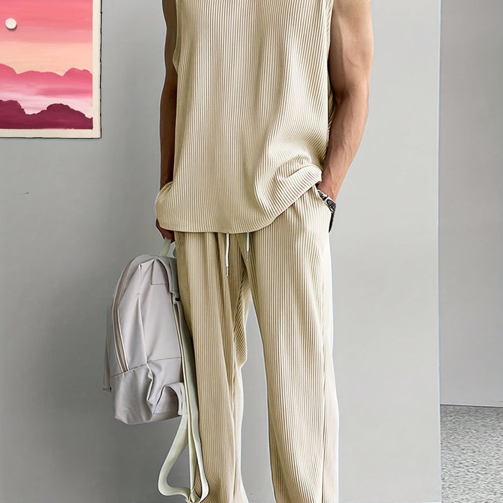 Herren-Set | Ärmelloses Tanktop & Hose mit Kordelzug | Lässige Sommerkomfortmode