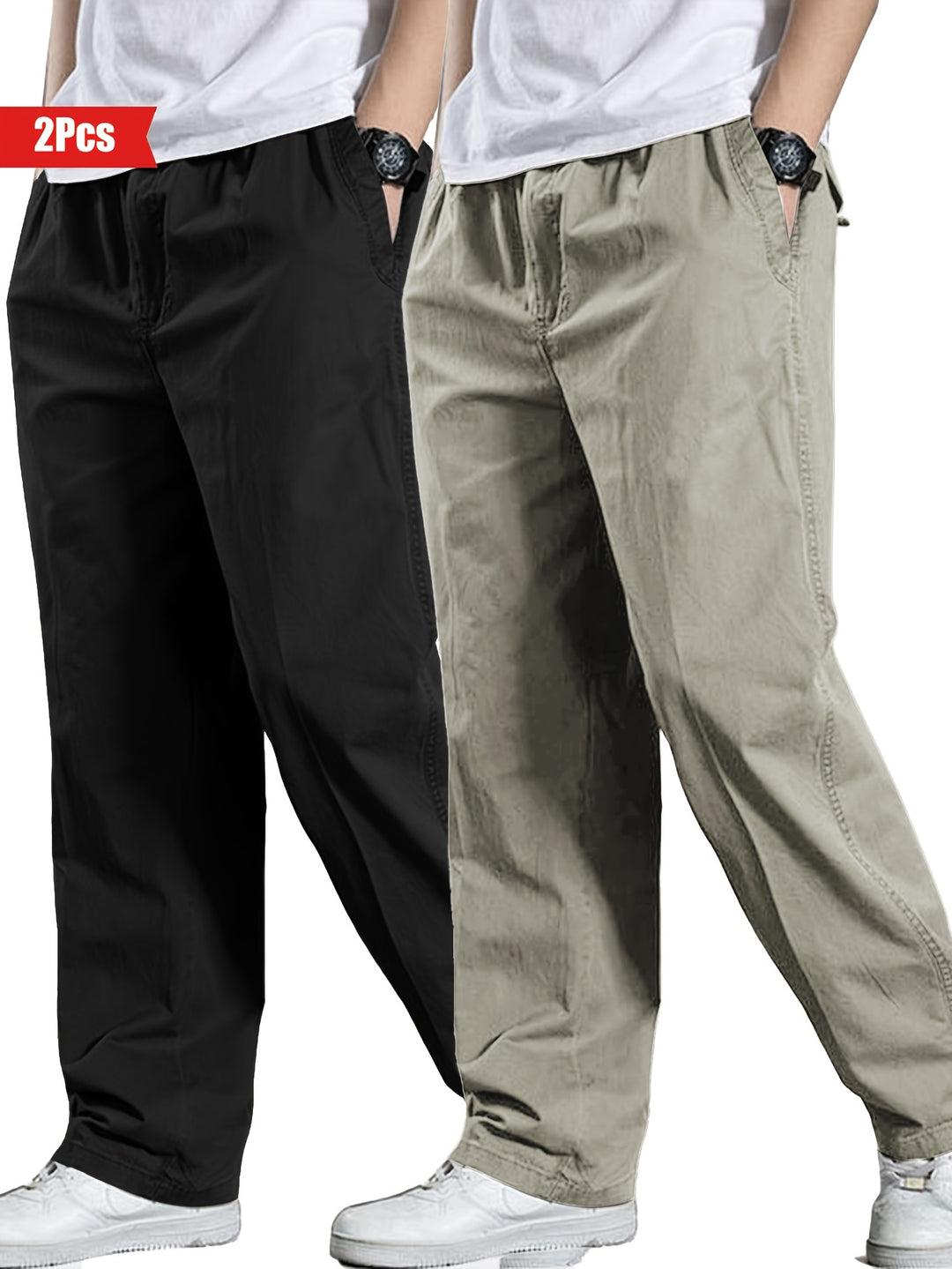 Herren Set aus 2 Hosen | 100% Baumwolle & Lockere Passform | Outdoor & Freizeitbekleidung