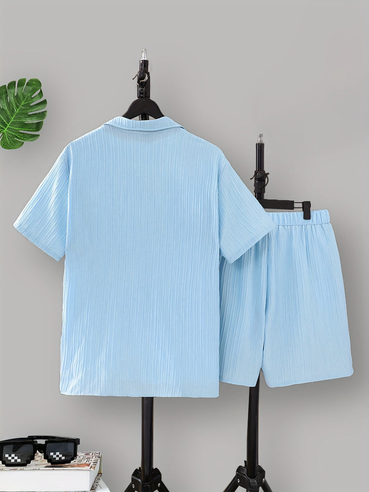 Herren Set | Frisch & Stilvoll | Strukturiertes Shirt & Kurze Hose | Elastischer Bund