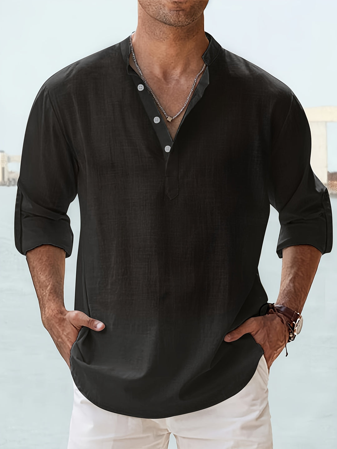 Herren Shirt | Leicht & Atmungsaktiv | Halboffenes Design und Lange Ärmel