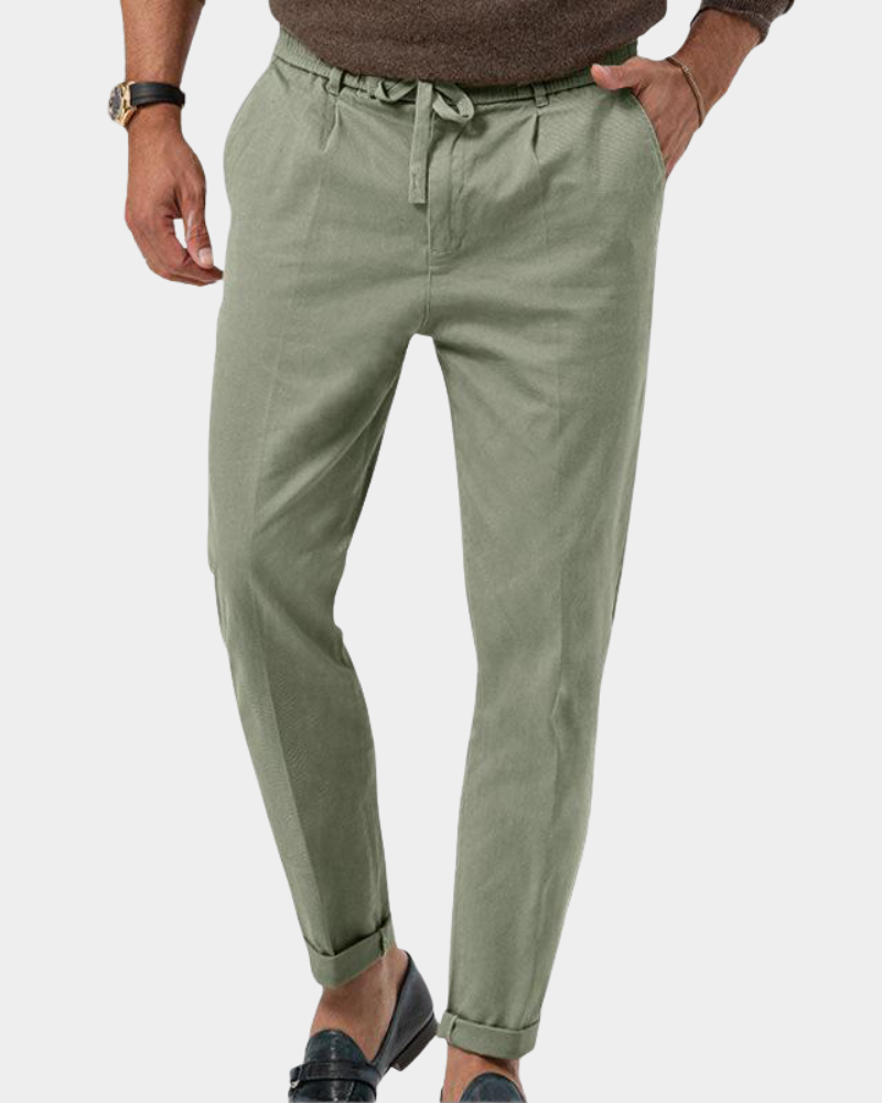 Herren Slim-Fit Bundfaltenhose - Klassisch elegant - Grün