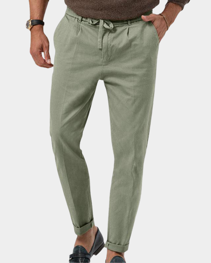 Herren Slim-Fit Bundfaltenhose - Klassisch elegant - Grün