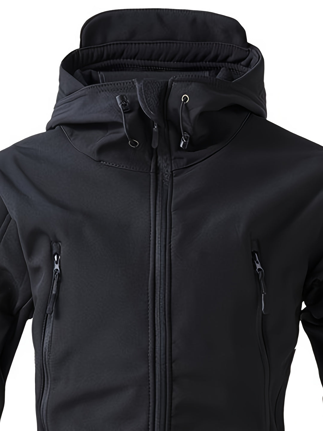 Herren Slim-Fit Taktische Hoodie Jacke | Soft Shell | Mehrere Taschen | Einheitliches Schwarz