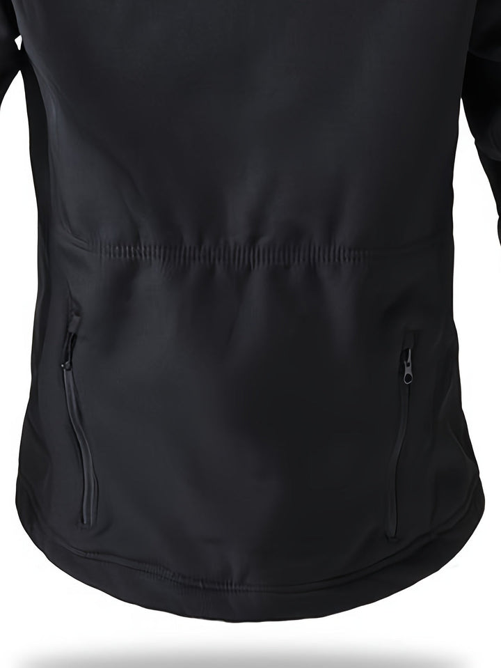 Herren Slim-Fit Taktische Hoodie Jacke | Soft Shell | Mehrere Taschen | Einheitliches Schwarz